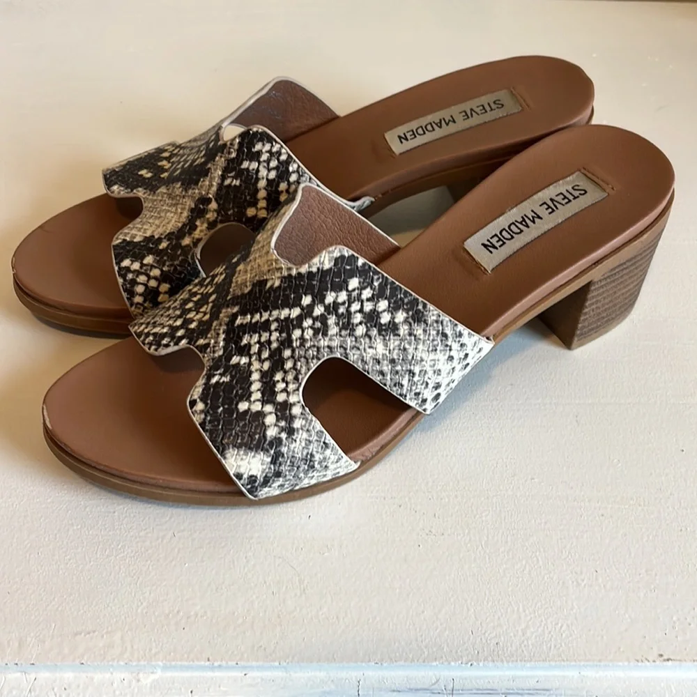 Steve Madden Snakeskin Kelsie Heeled Sandals Size 7